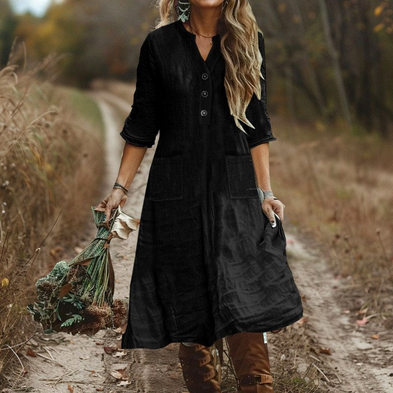 Dorothea Button Front Pocket Midi Dress — Casuarina