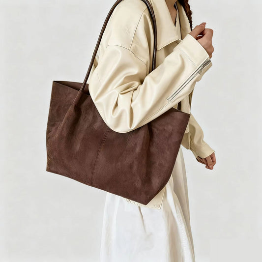 Elise Suede-Look Tote Bag with Pouch — Casuarina