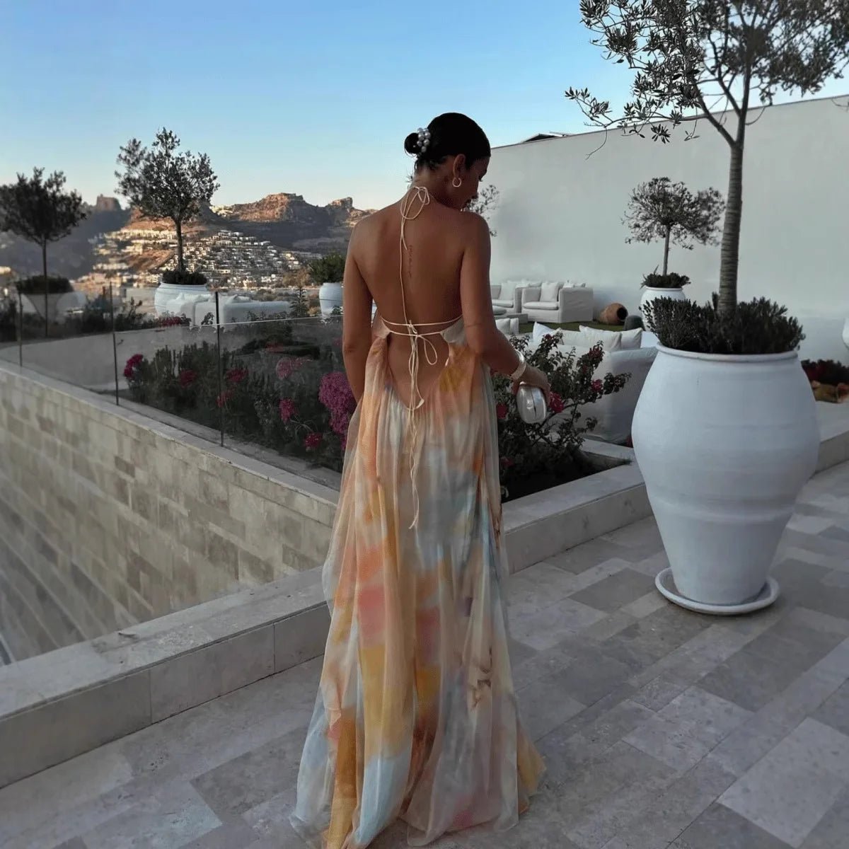 Etta Halter Neck Lace-Up Maxi Dress — Casuarina
