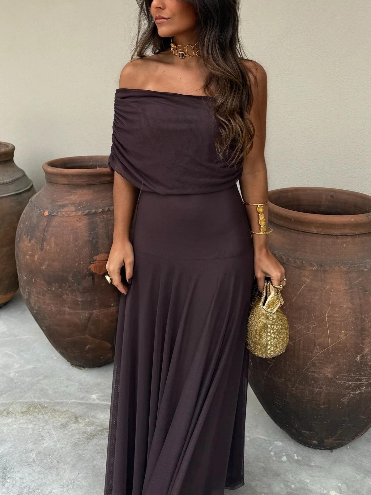 Hermione Draped Maxi Dress — Casuarina