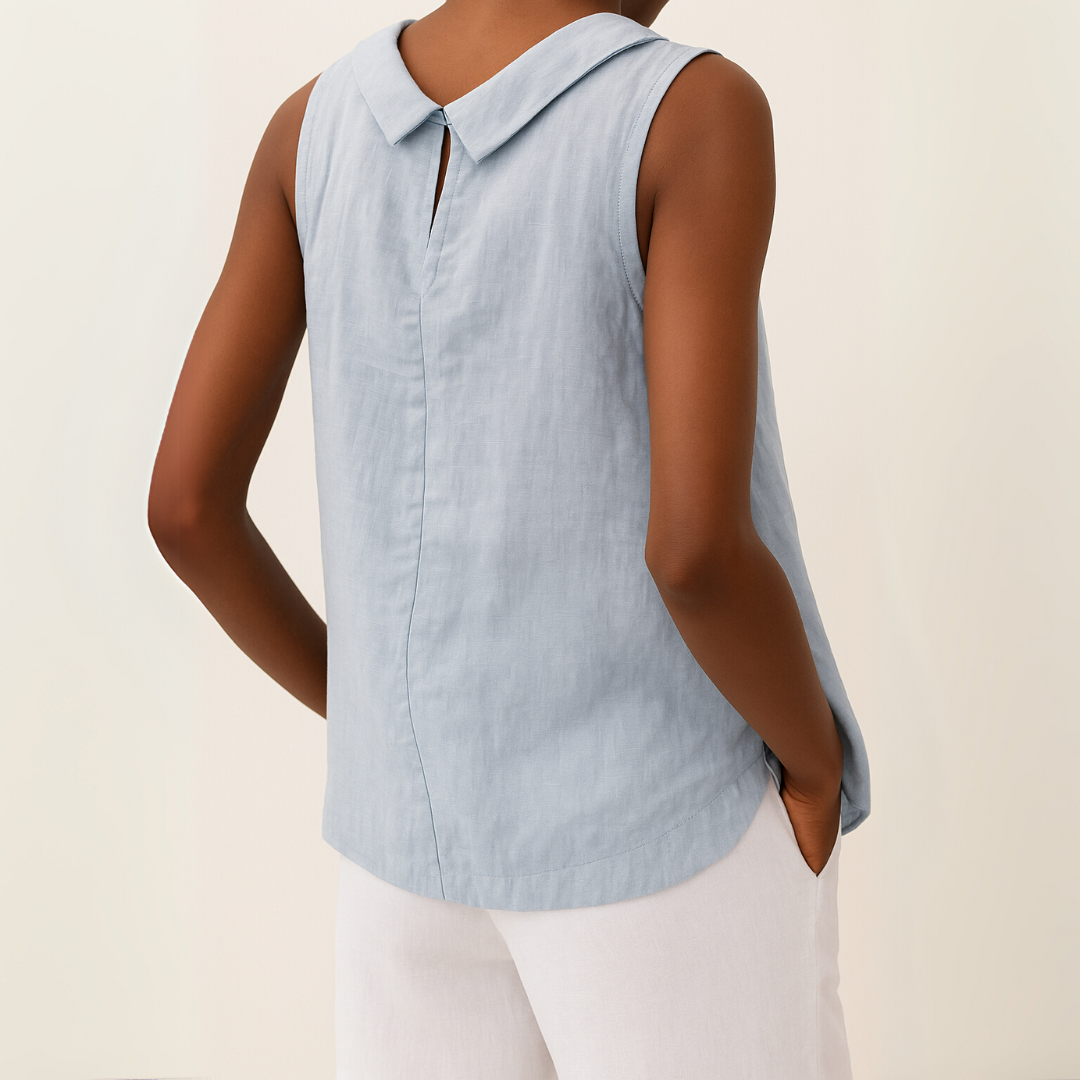Rhea Sleeveless Roll Collar Top — Casuarina