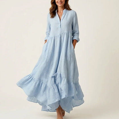 Agatha Button-Front Tiered Maxi Dress — Casuarina
