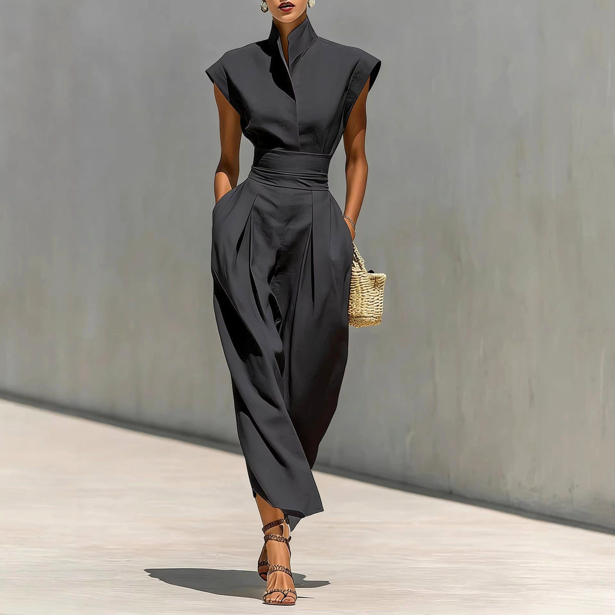 Anthea High-Neck Cap Sleeve Midi Dress — Casuarina