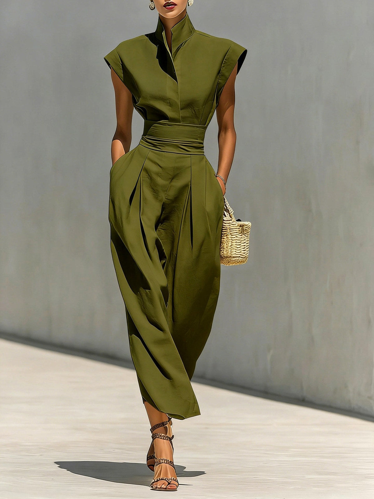 Anthea High-Neck Cap Sleeve Midi Dress — Casuarina