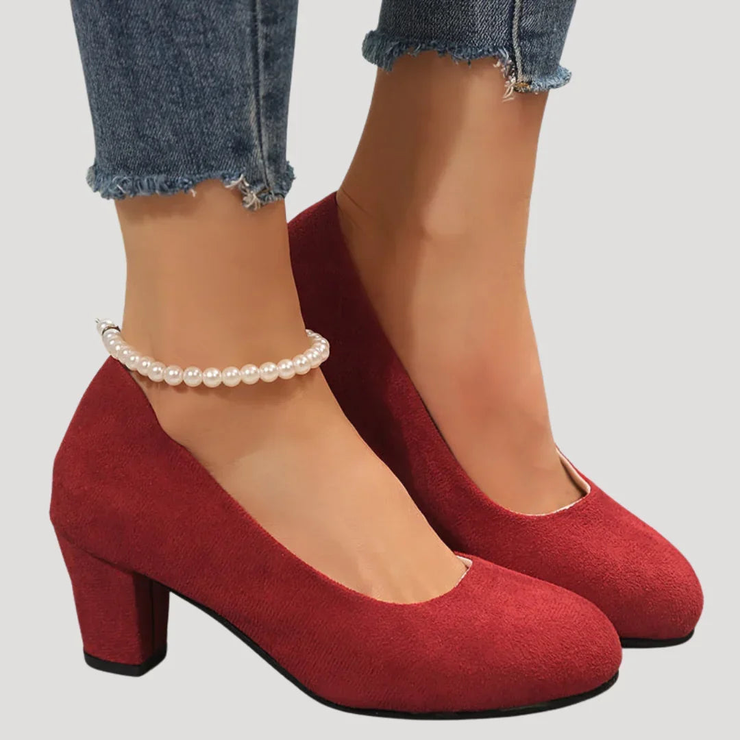 Astrid Block Heel Court Pumps — Casuarina