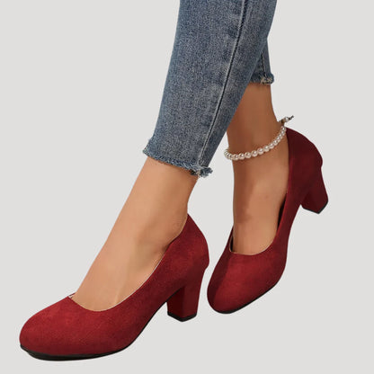 Astrid Block Heel Court Pumps — Casuarina