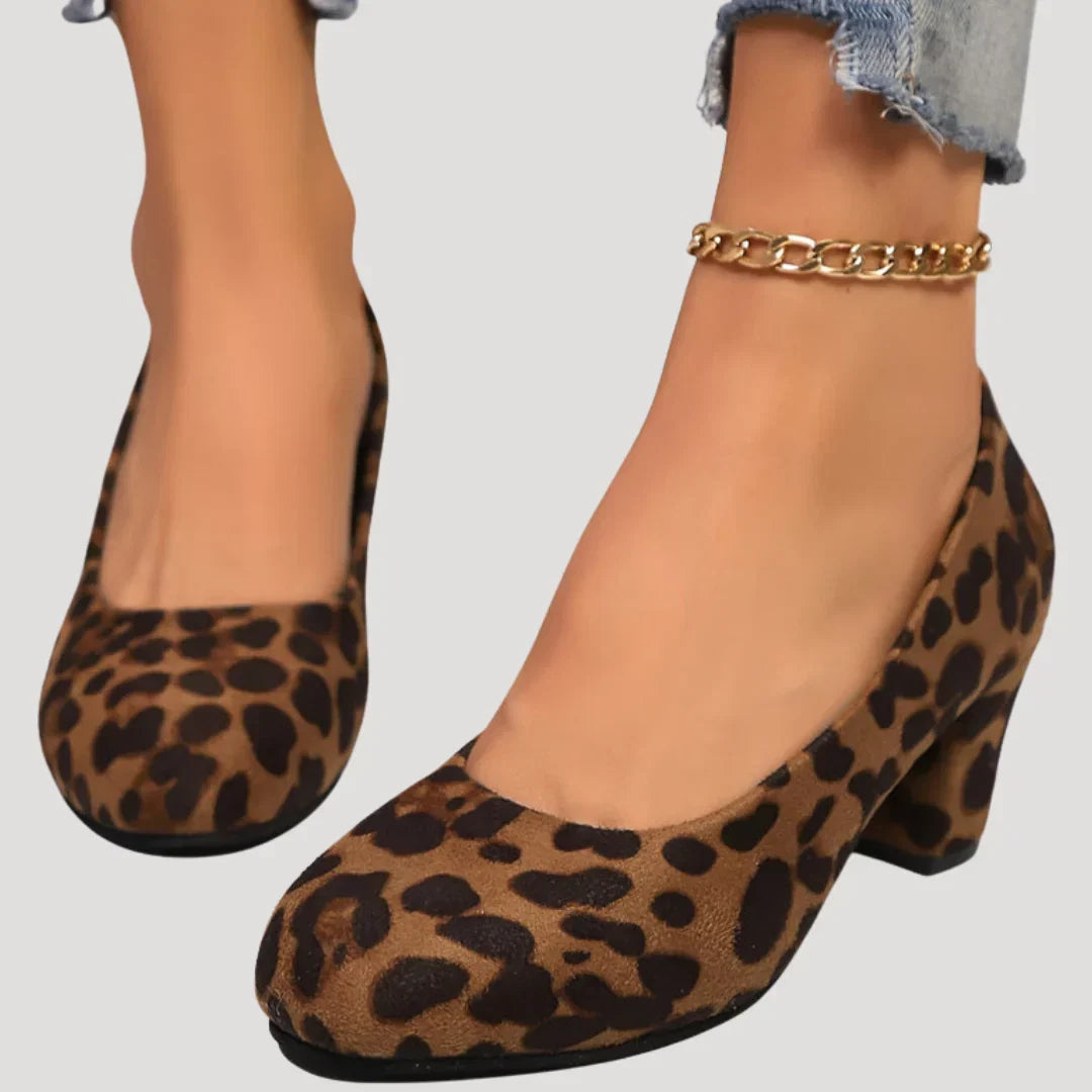 Astrid Block Heel Court Pumps — Casuarina