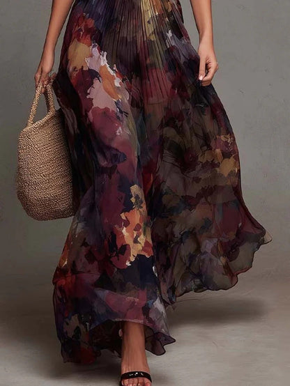 Avalon Floral Pleated V-Neck Maxi Dress — Casuarina