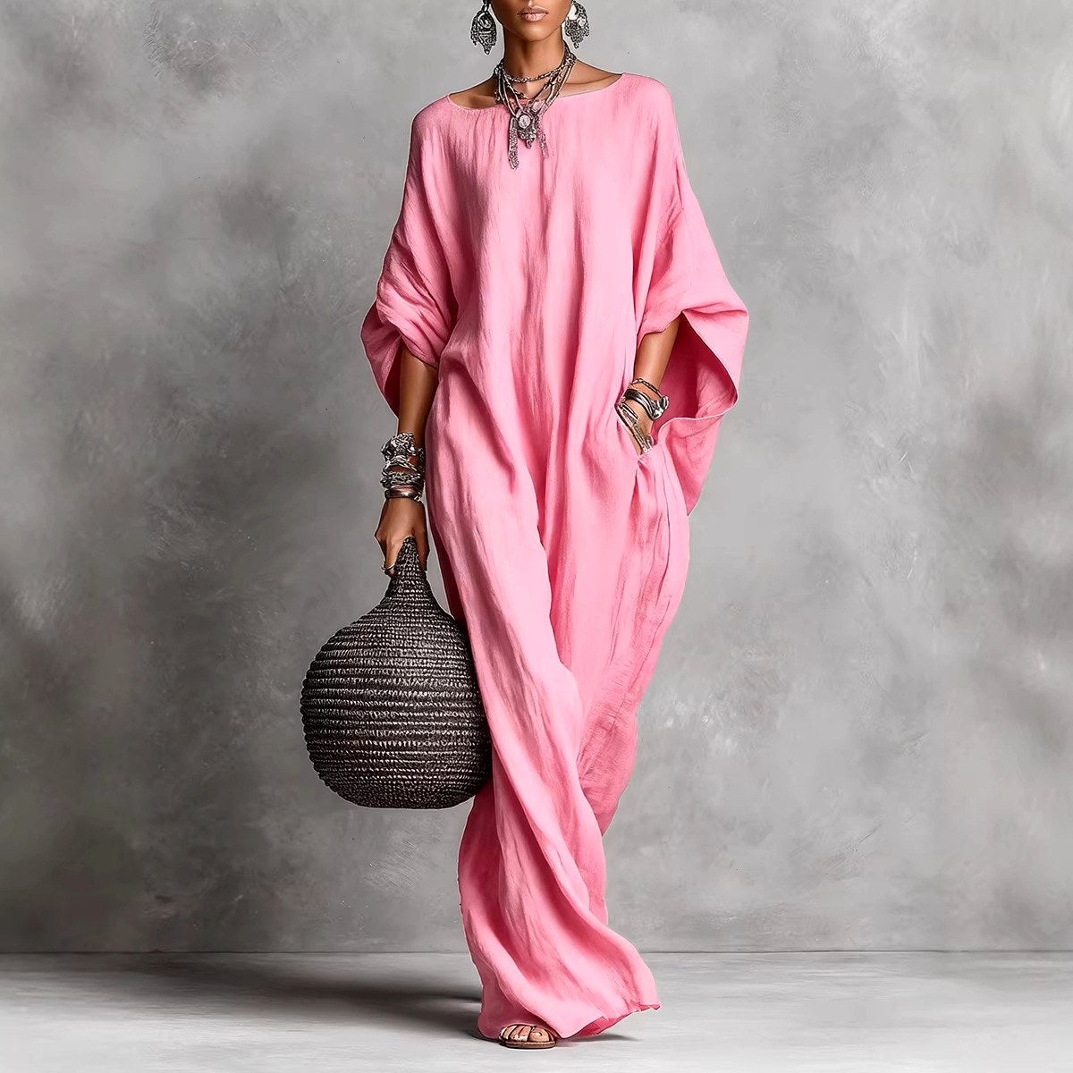Brielle Faux Linen Batwing Maxi Dress — Casuarina