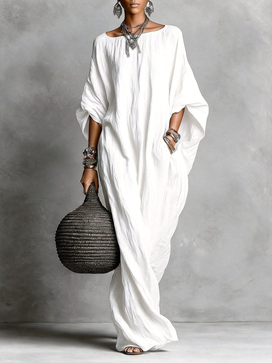 Brielle Faux Linen Batwing Maxi Dress — Casuarina