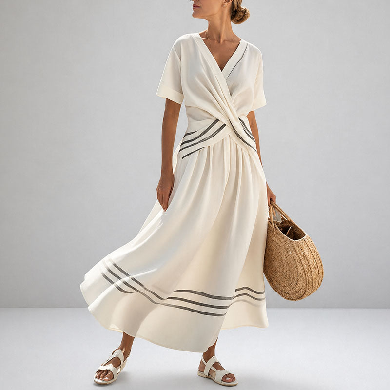 Brigid Twist-Front V-Neck Midi Dress — Casuarina