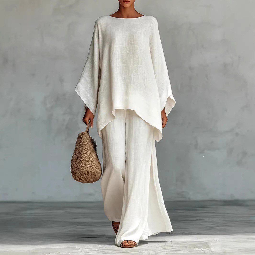 Camellia Linen Blend Kimono Sleeve Matching Set — Casuarina