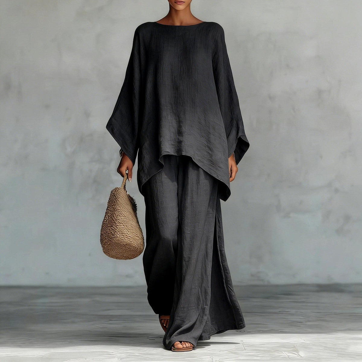 Camellia Linen Blend Kimono Sleeve Matching Set — Casuarina