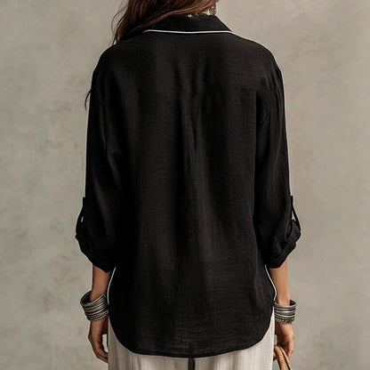 Celestine Boho Relaxed Long Sleeve Button-Front Shirt — Casuarina