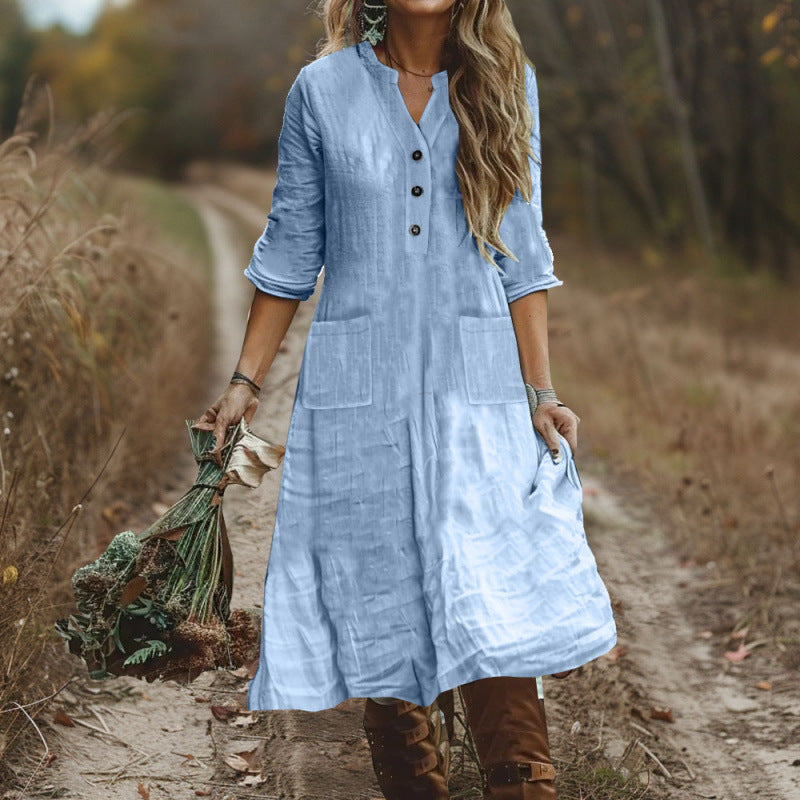 Dorothea Button Front Pocket Midi Dress — Casuarina