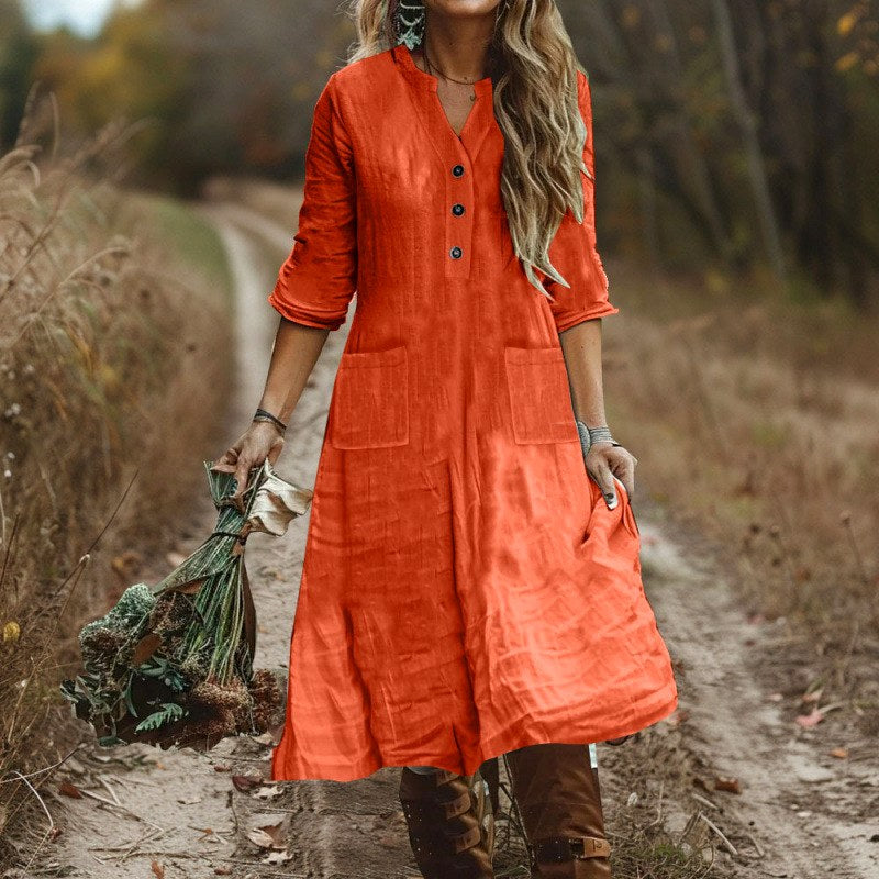 Dorothea Button Front Pocket Midi Dress — Casuarina