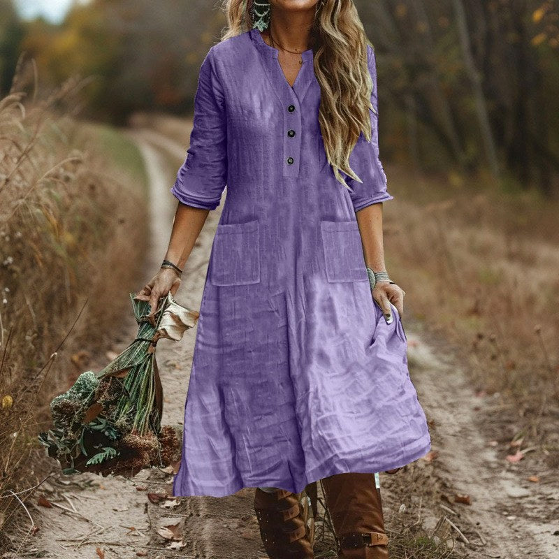 Dorothea Button Front Pocket Midi Dress — Casuarina