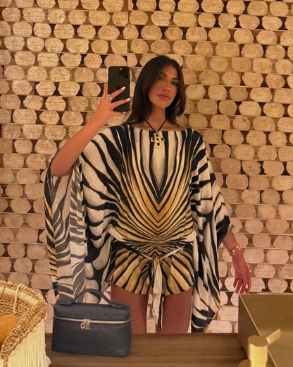 Electra Zebra Print Kaftan Dress — Casuarina