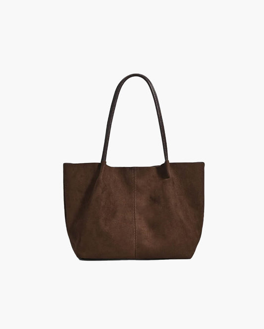 Elise Suede-Look Tote Bag with Pouch — Casuarina
