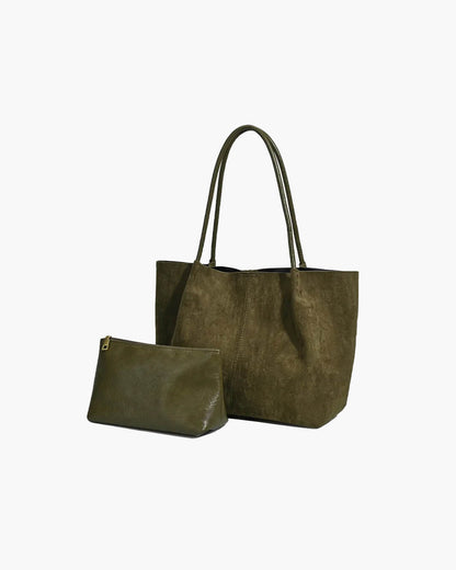 Elise Suede-Look Tote Bag with Pouch — Casuarina