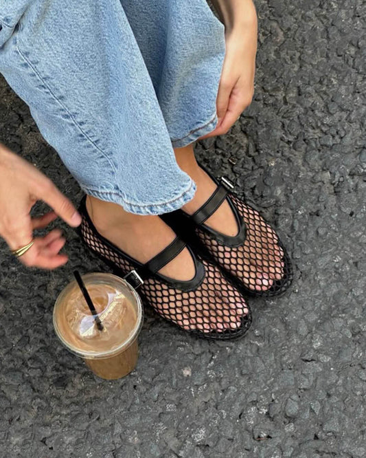 Elspeth Mesh Ballet Flats — Casuarina