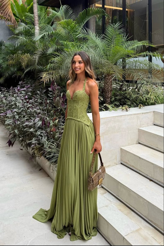 Enid Pleated Corset Maxi Dress — Casuarina