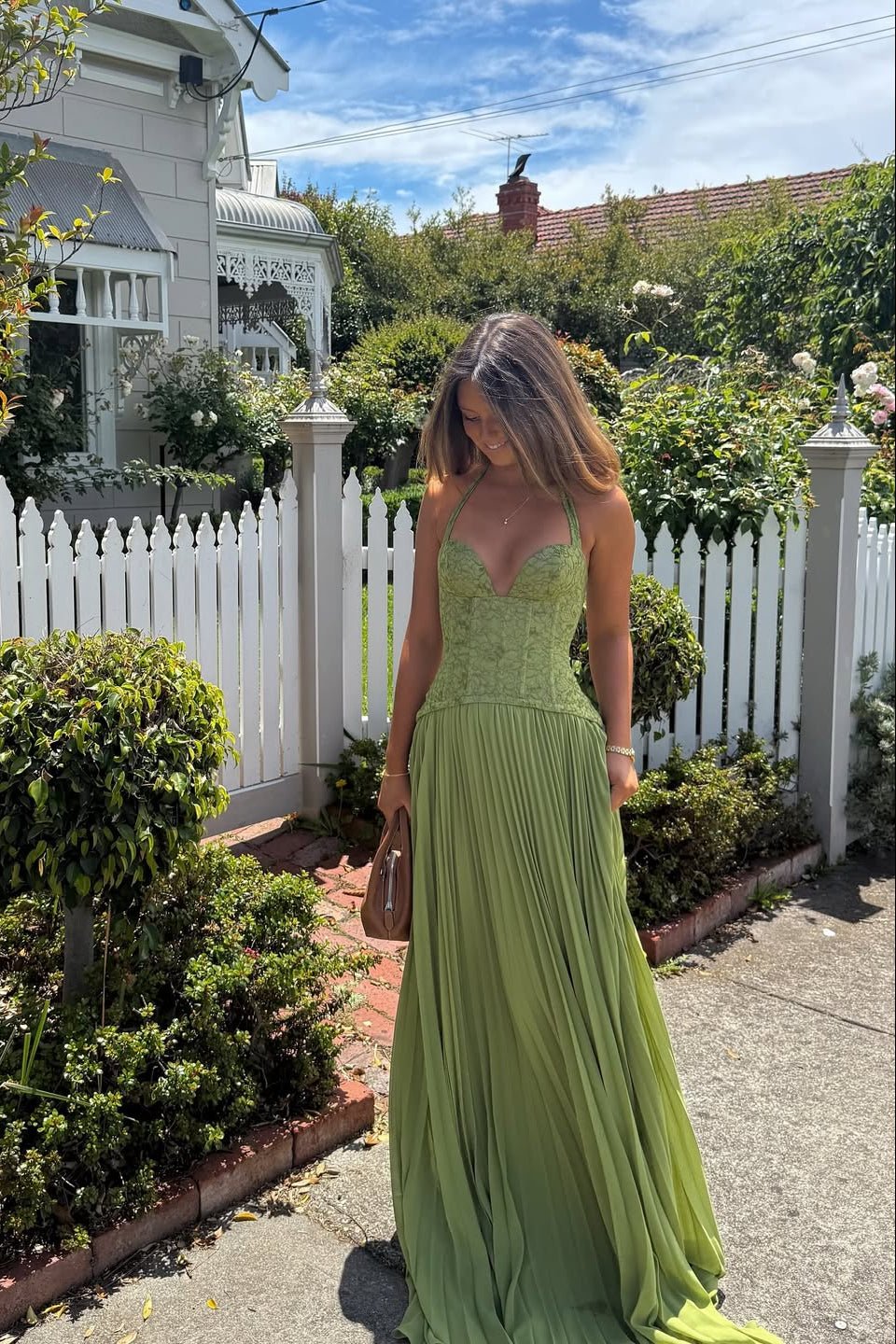 Enid Pleated Corset Maxi Dress — Casuarina