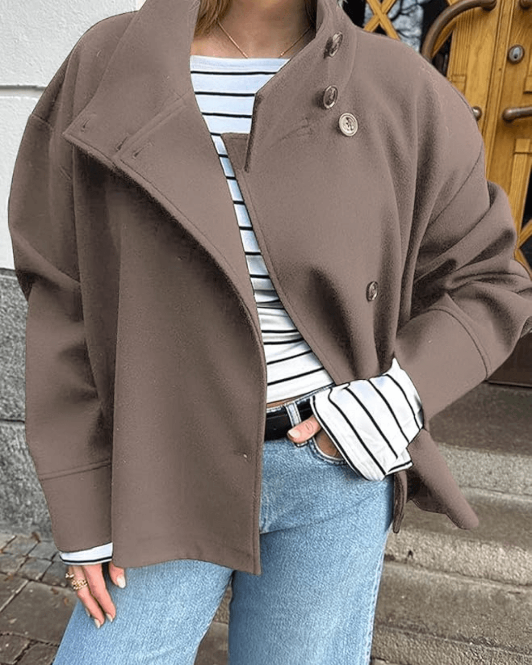 Francesca Elegant Jacket with Stand Collar — Casuarina