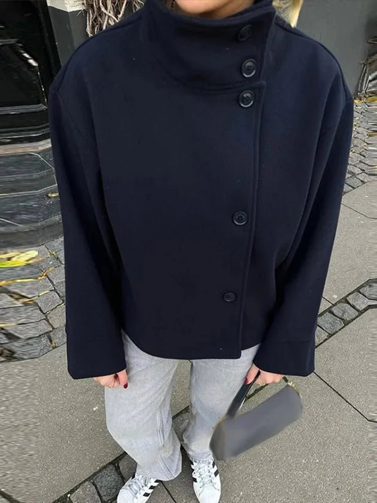 Francesca Elegant Jacket with Stand Collar — Casuarina