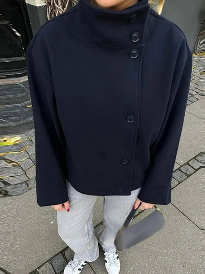 Francesca Elegant Jacket with Stand Collar — Casuarina