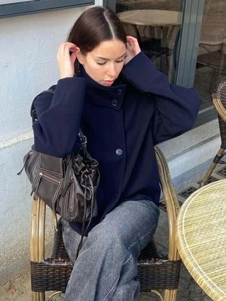 Francesca Elegant Jacket with Stand Collar — Casuarina