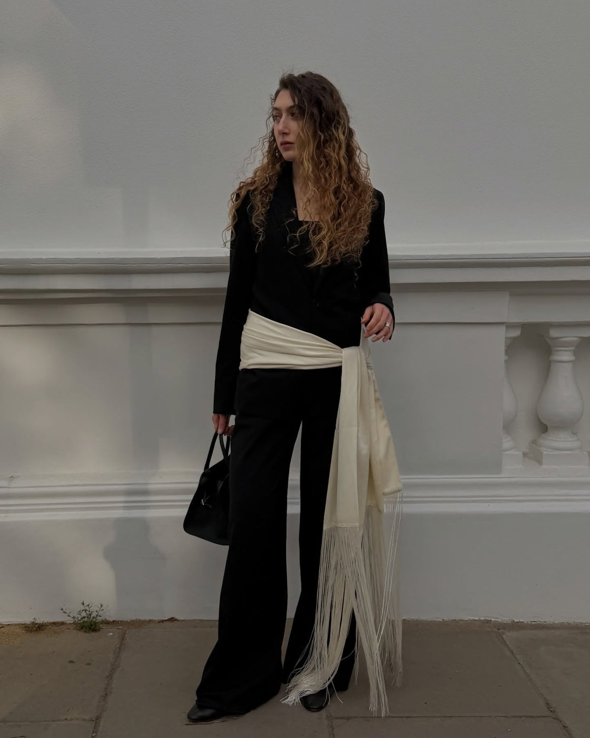 Greer Fringe Tassel Satin Scarf Belt — Casuarina