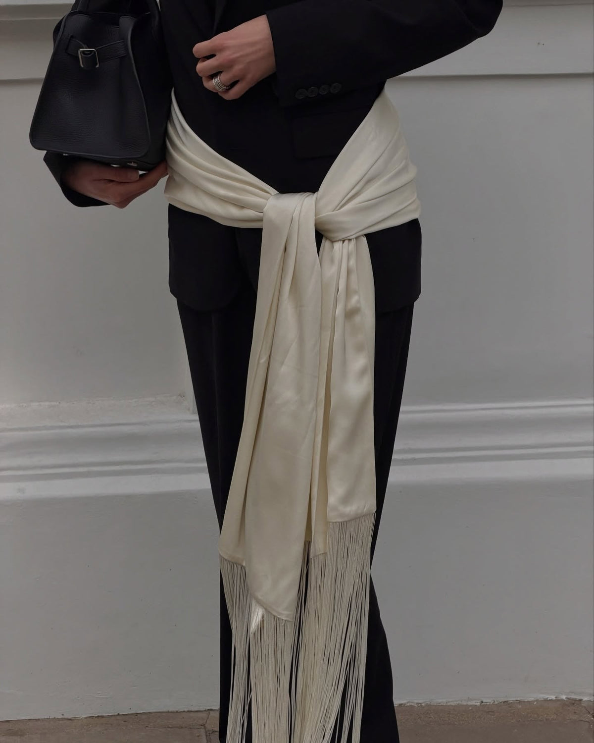 Greer Fringe Tassel Satin Scarf Belt — Casuarina