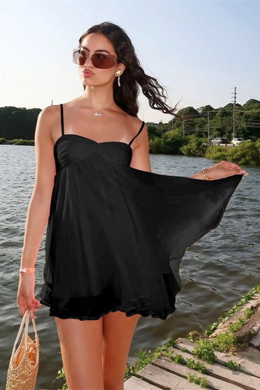 Lisette Off Shoulder Chiffon Mini Dress — Casuarina