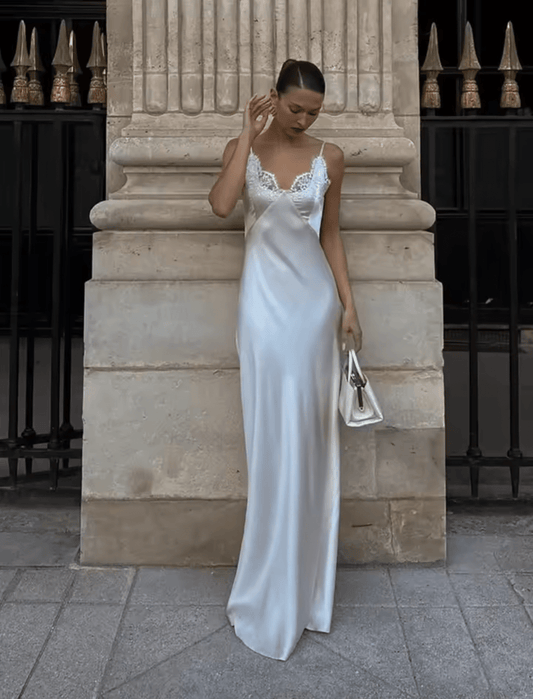 Magnolia Satin Lace Maxi Dress — Casuarina