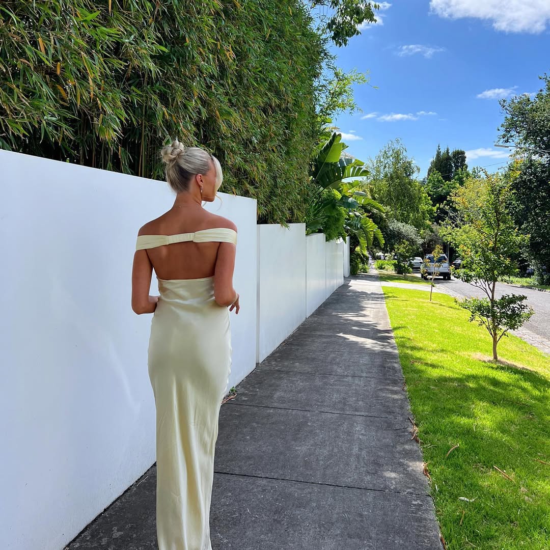 Marguerite Backless Satin Maxi Dress — Casuarina