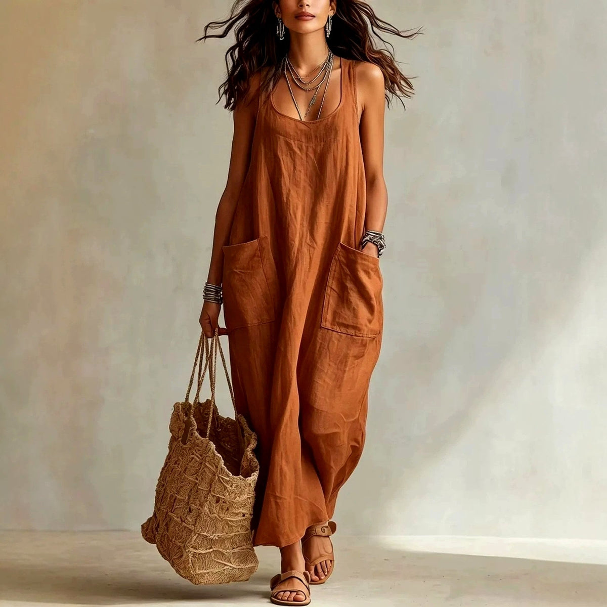 Matilda - Women's U-Neck Sleeveless Holiday Maxi Dress 3