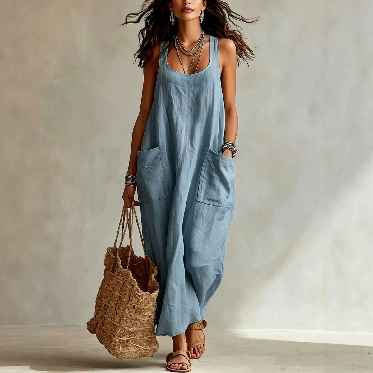 Matilda - Women's U-Neck Sleeveless Holiday Maxi Dress 4