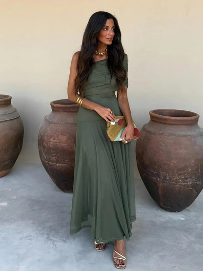 Miranda Off-Shoulder Ruched Maxi Dress — Casuarina