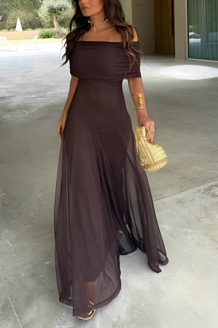 Miranda Off-Shoulder Ruched Maxi Dress — Casuarina