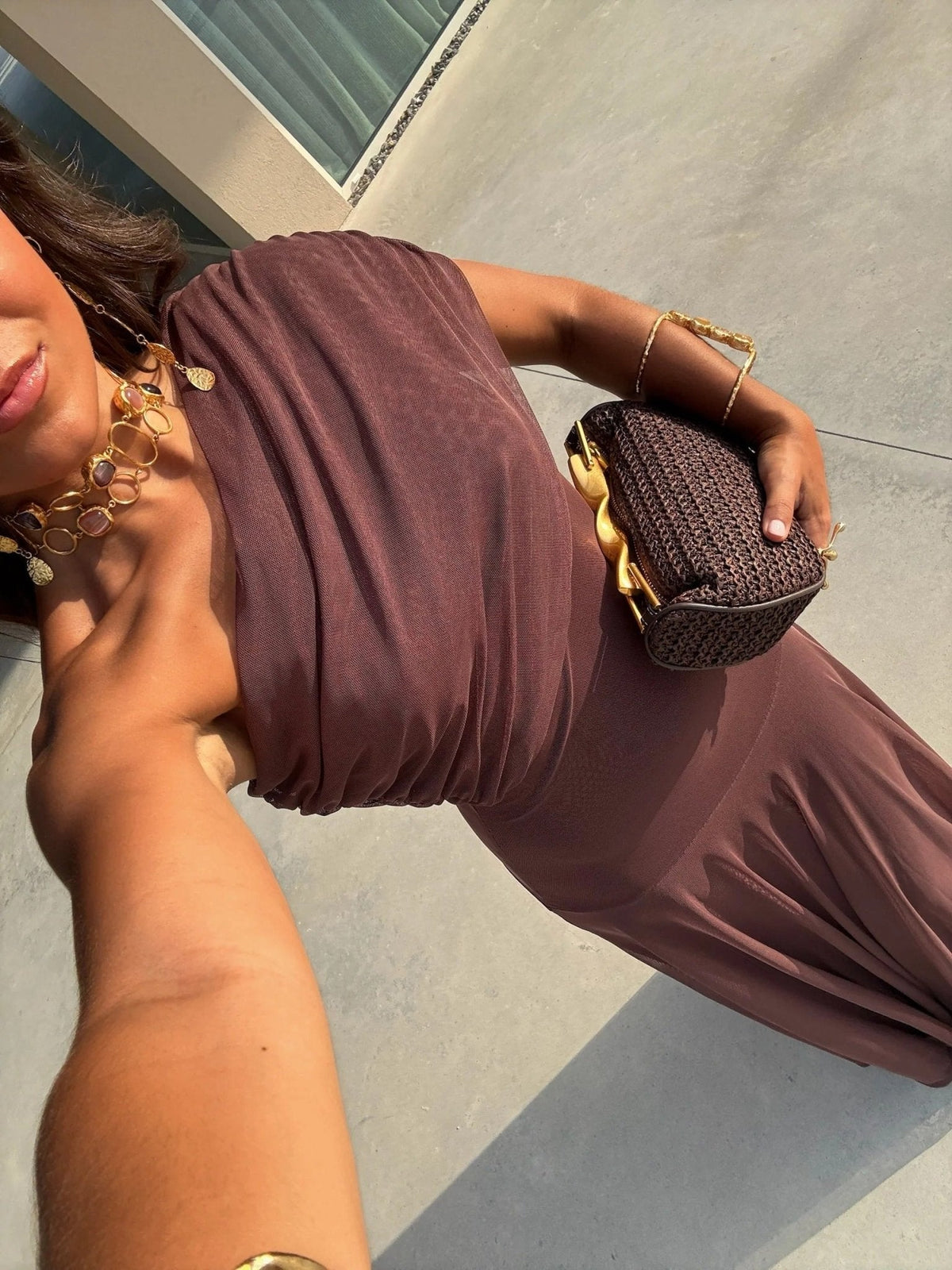 Miranda Off-Shoulder Ruched Maxi Dress — Casuarina