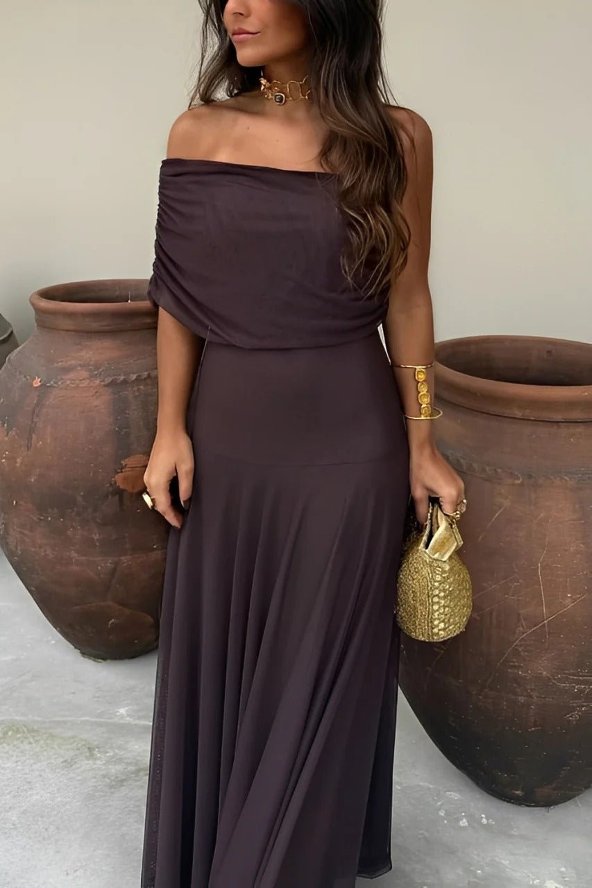 Miranda Off-Shoulder Ruched Maxi Dress — Casuarina