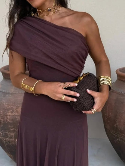 Miranda Off-Shoulder Ruched Maxi Dress — Casuarina