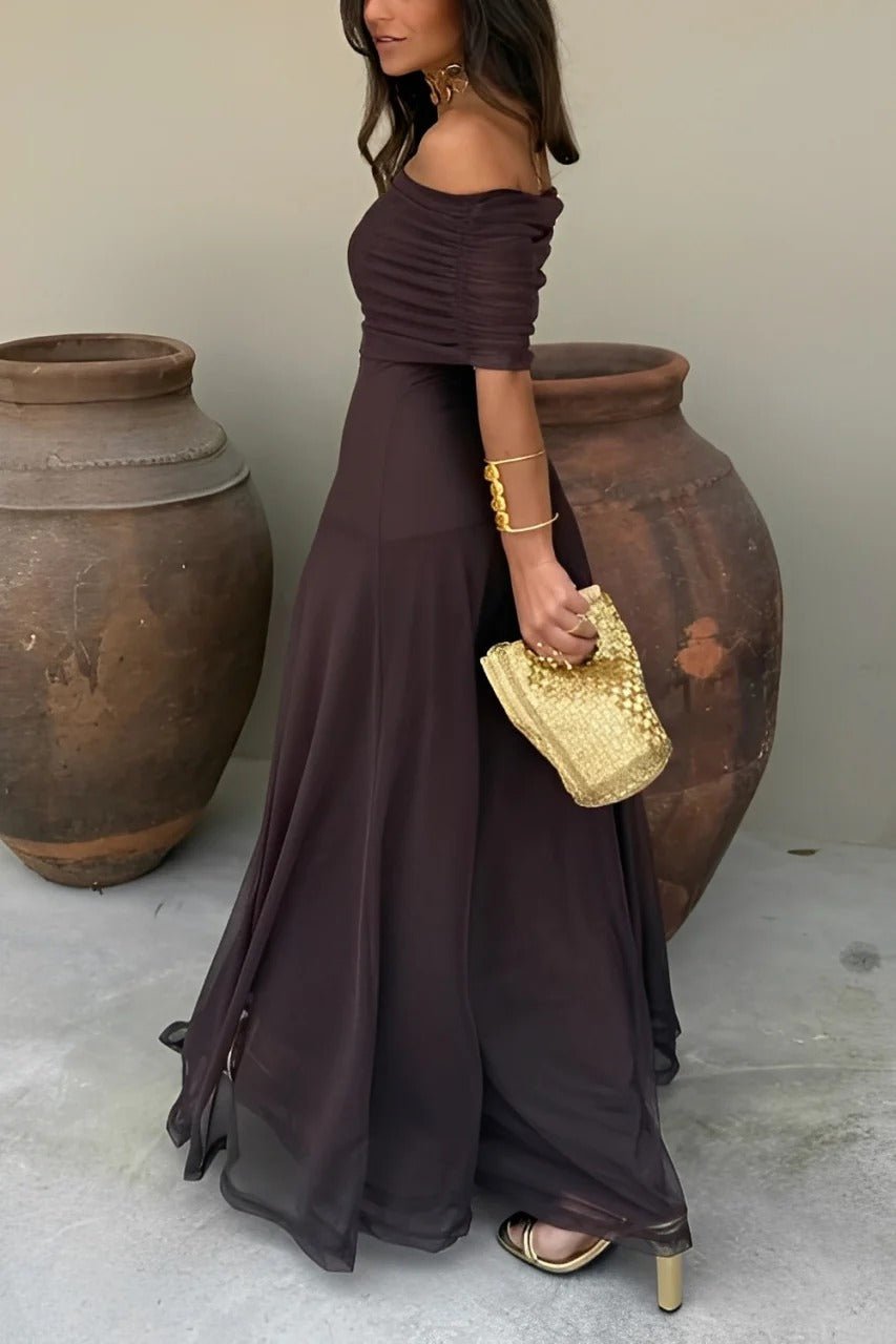 Miranda Off-Shoulder Ruched Maxi Dress — Casuarina