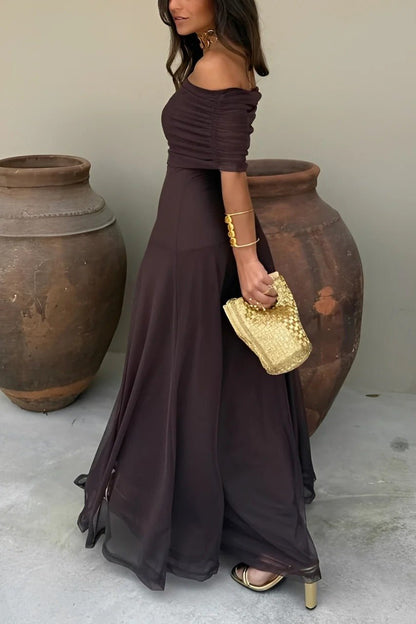 Miranda Off-Shoulder Ruched Maxi Dress — Casuarina