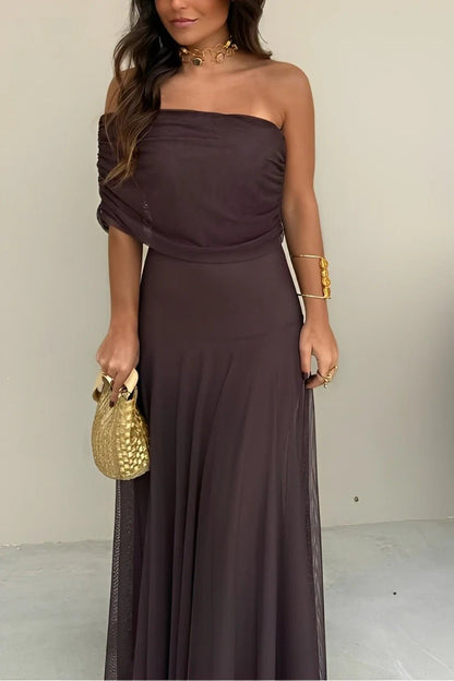 Miranda Off-Shoulder Ruched Maxi Dress — Casuarina