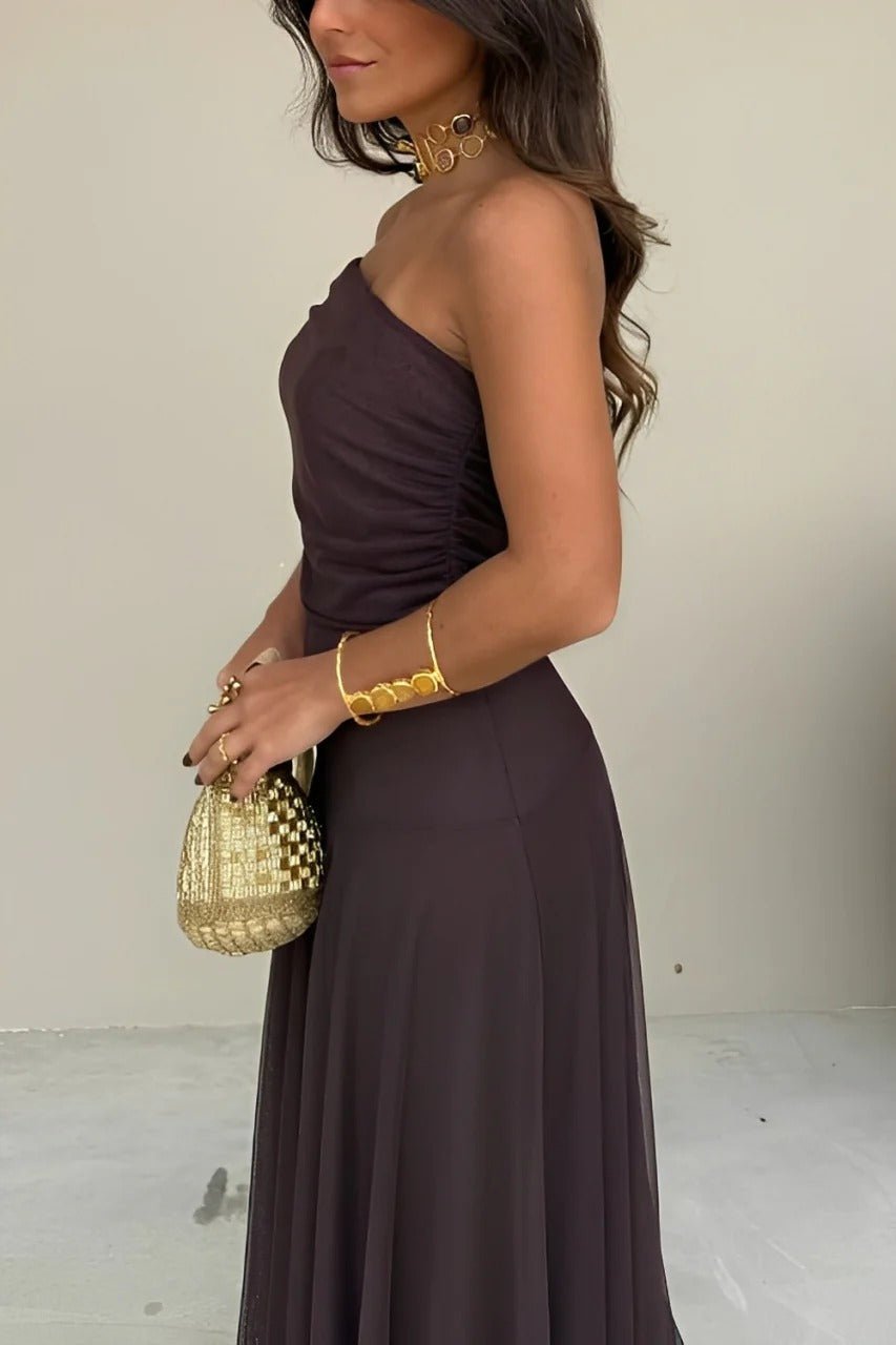 Miranda Off-Shoulder Ruched Maxi Dress — Casuarina