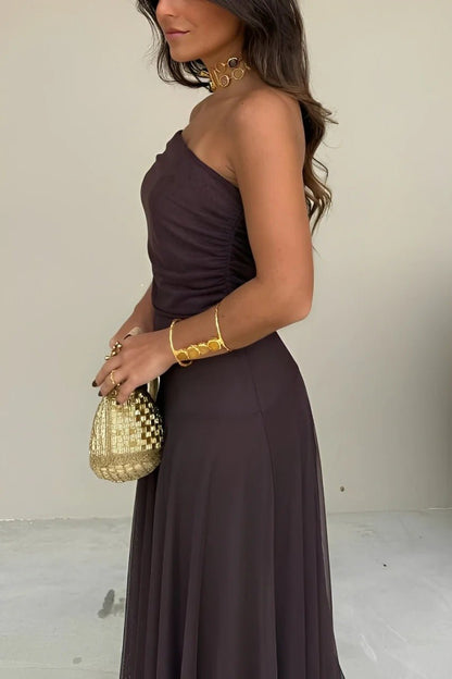 Miranda Off-Shoulder Ruched Maxi Dress — Casuarina