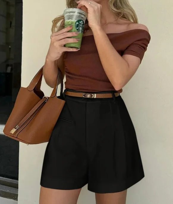 Nadia High-Waisted Tailored Shorts — Casuarina