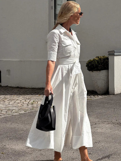 Odelia Belted Shirt Midi Dress — Casuarina